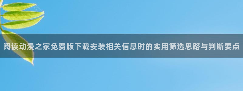 找动漫：阅读动漫之家免费版下载安装相关信息时的实用筛选思路与判断要点